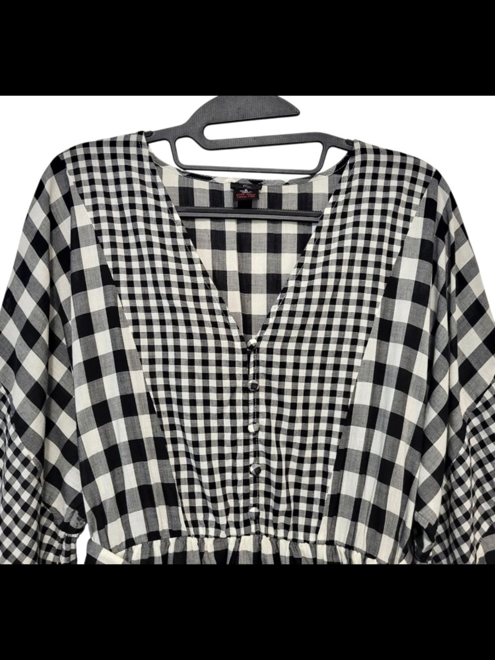 J Crew Black & White Gingham Button-Front Midi Dress with Tie Waist - Picture 13 of 14